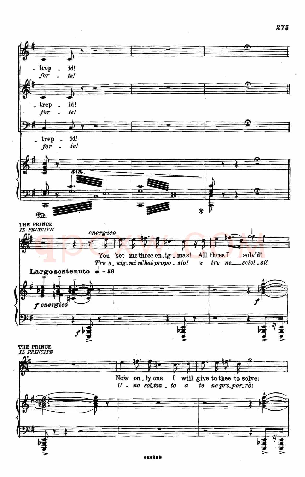 《图兰朵公主》三幕五场歌剧（英意双语）全谱（钢琴伴奏谱 P283——293）