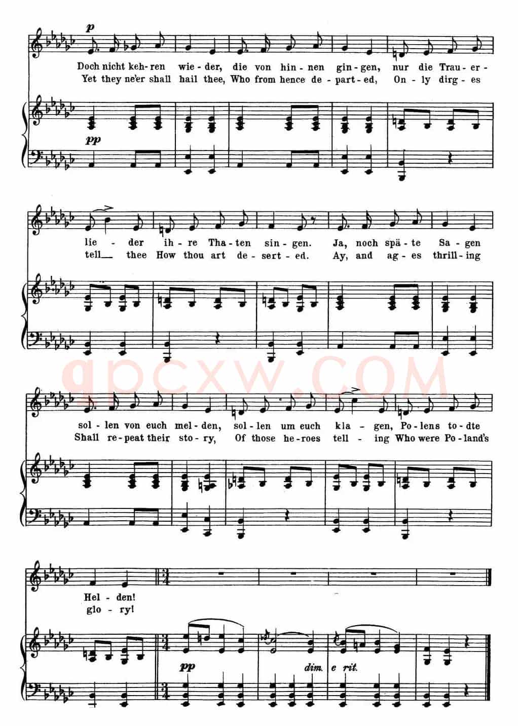 Chopin-17 Polish Songs Op.74,No.17(Polens Grabgesang. Poland's Dirge.)(钢琴伴奏谱)