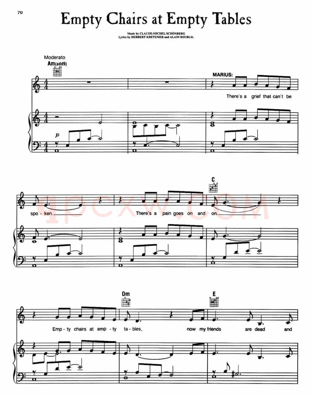 Empty Chairs at Empty Tables (音乐剧《悲惨世界》(Les Miserables)选曲、正谱 )