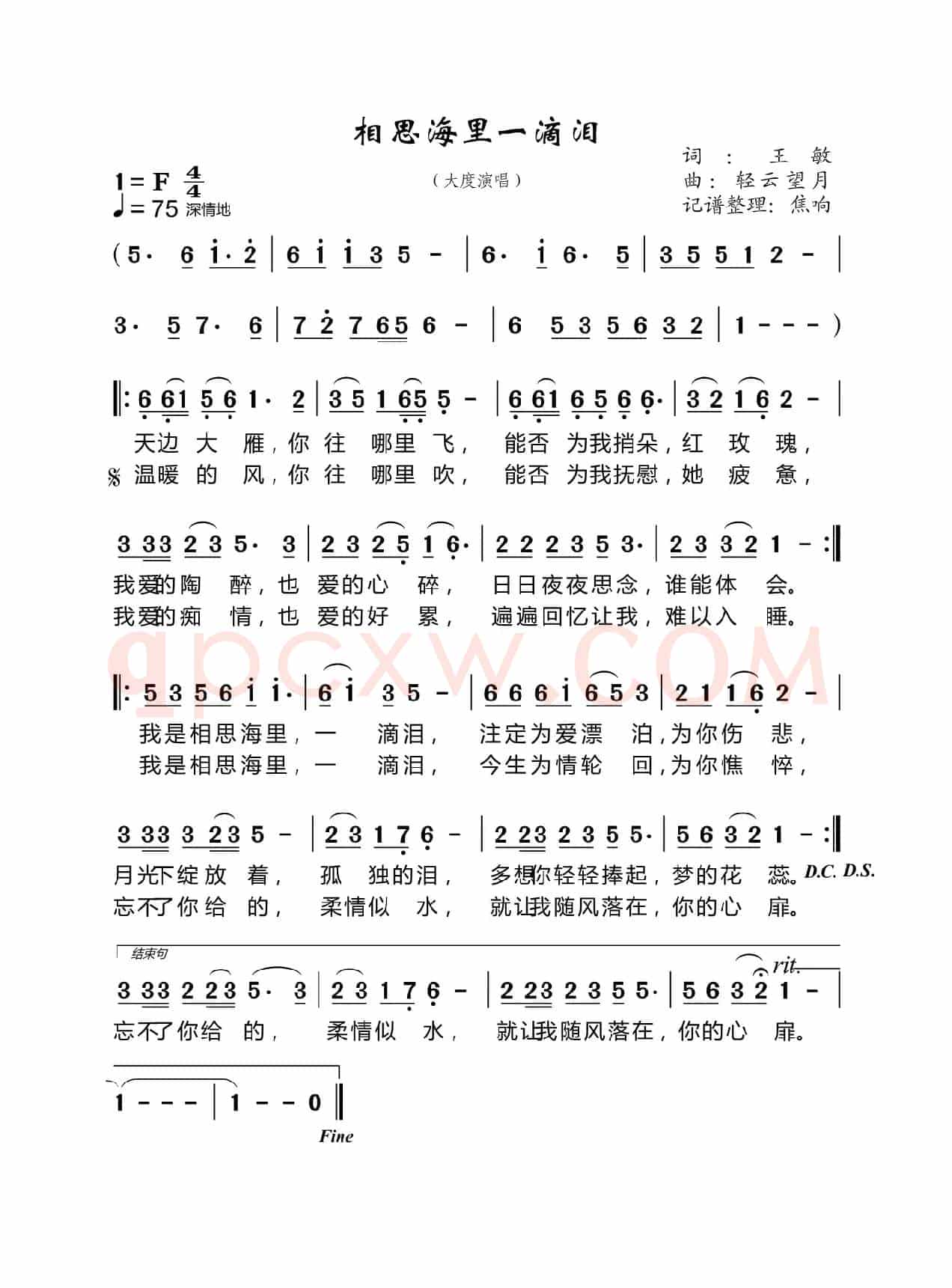 相思海里一滴泪