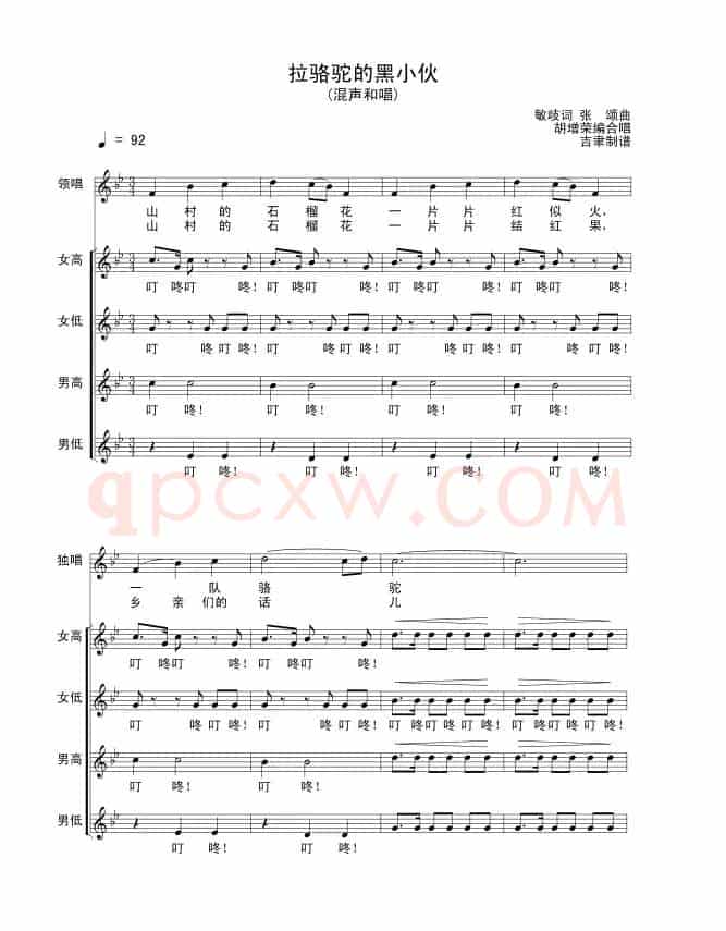 拉骆驼的黑小伙（敏岐词 张颂曲）