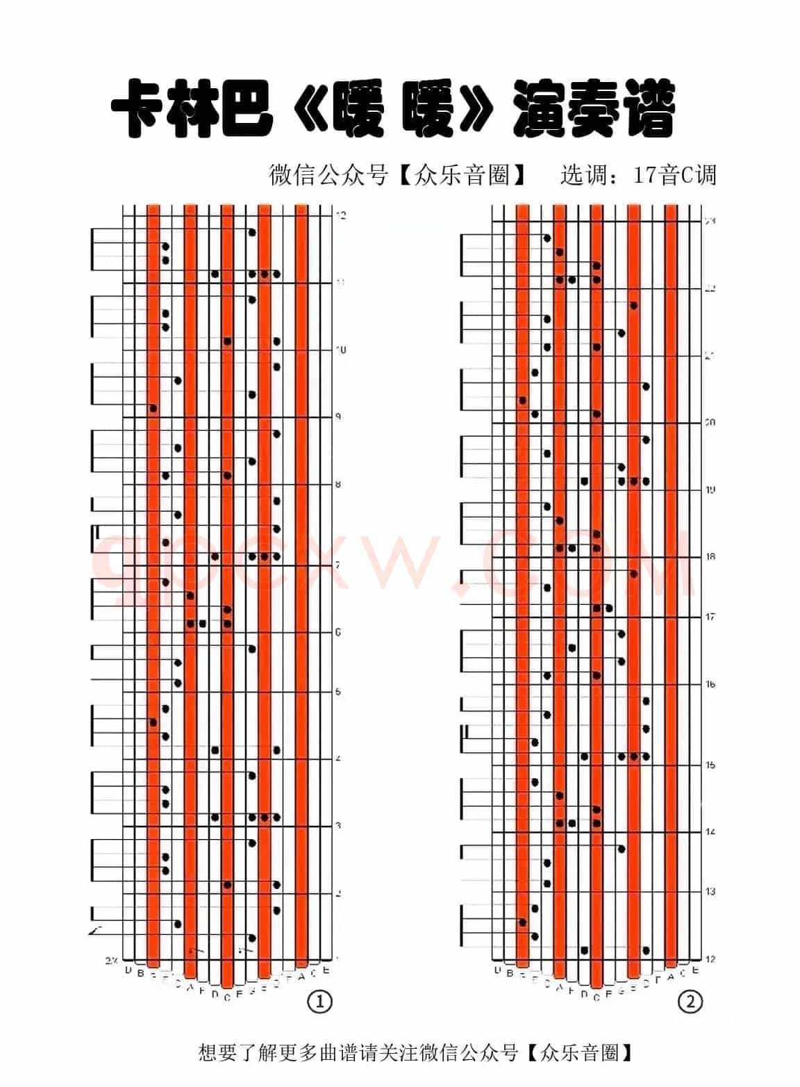 暖暖（拇指琴卡林巴琴专用谱）