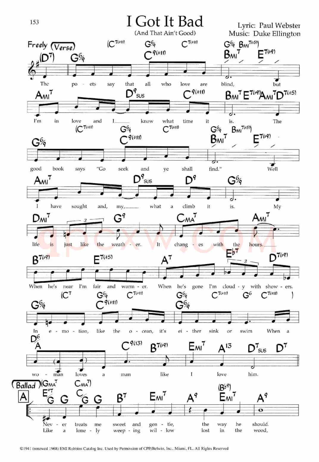 I Got It Bad（带和弦五线谱）