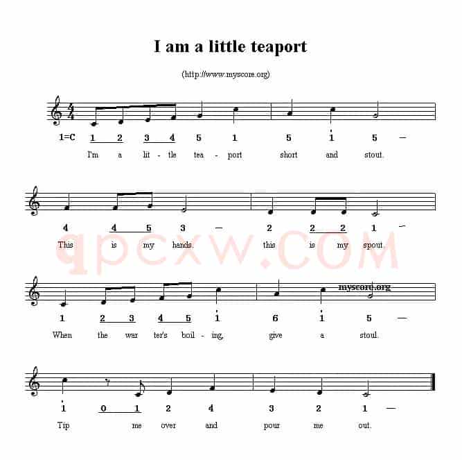 I am a little teaport（线简谱混排版、英文儿歌）
