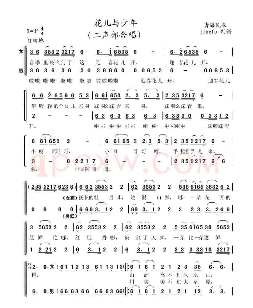 花儿与少年（二声部合唱）
