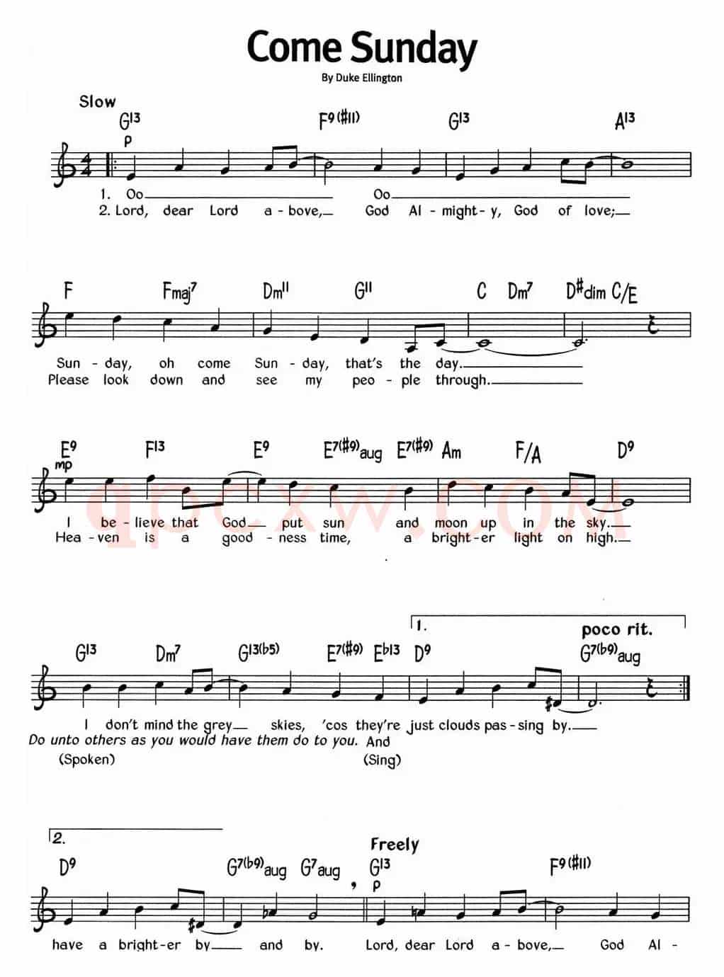 蓝调音乐：Come Sunday