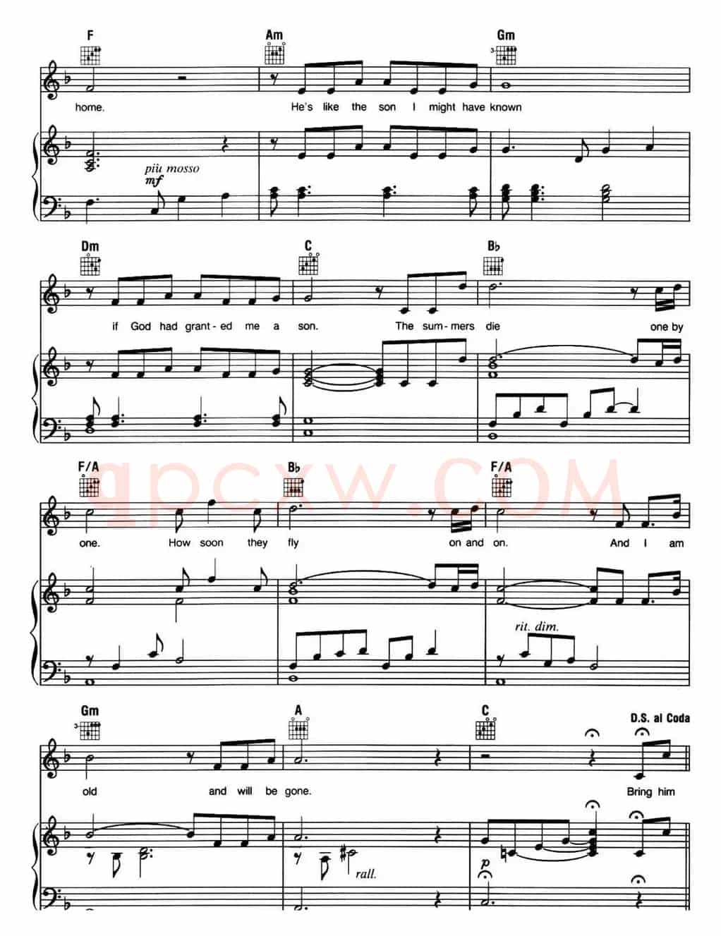 Bring Him Home (音乐剧《悲惨世界》(Les Miserables)选曲、正谱 )