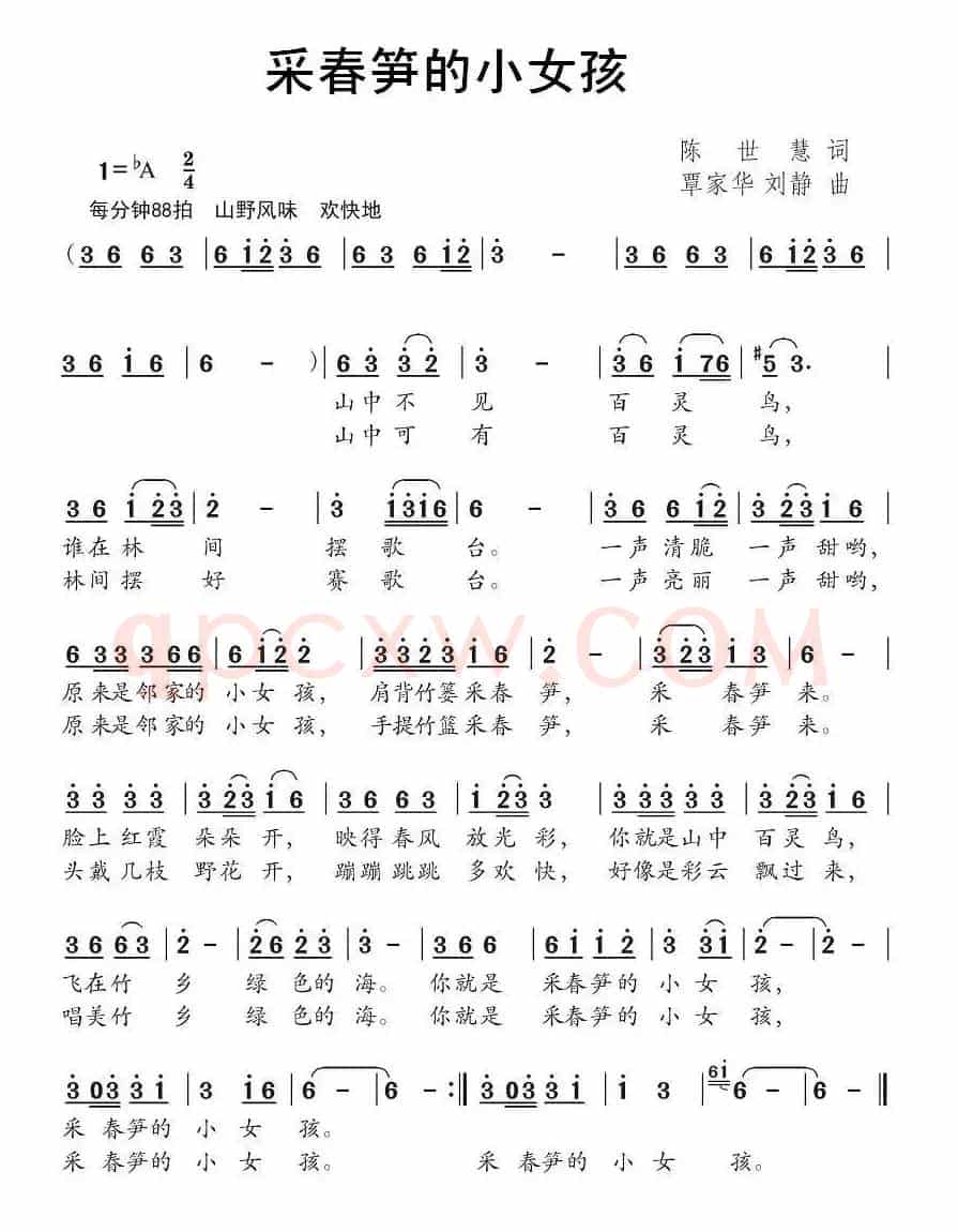 采春笋的小女孩