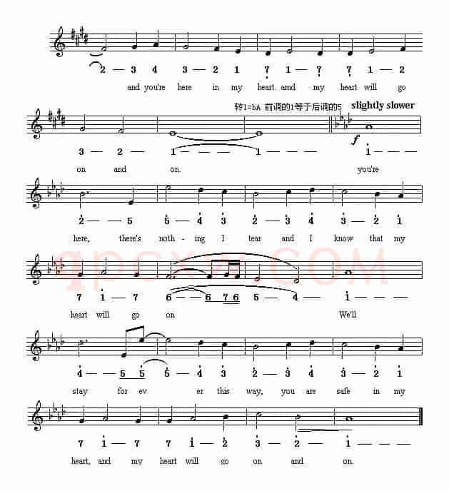 My heart will go on（《铁达尼号》主题歌）（线简谱混排版）