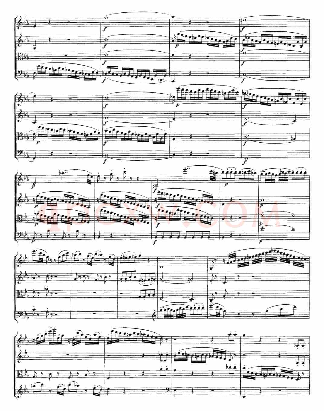 Mozart《Quartet No.22 in Bb Major，K.589》（总谱）