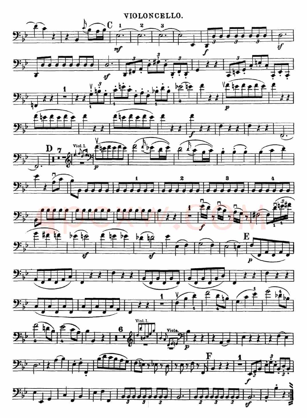 Mozart《Quartet No.22 in Bb Major，K.589》（Cello分谱）
