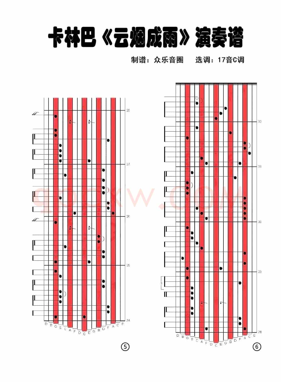 云烟成雨（拇指琴卡林巴琴演奏谱）