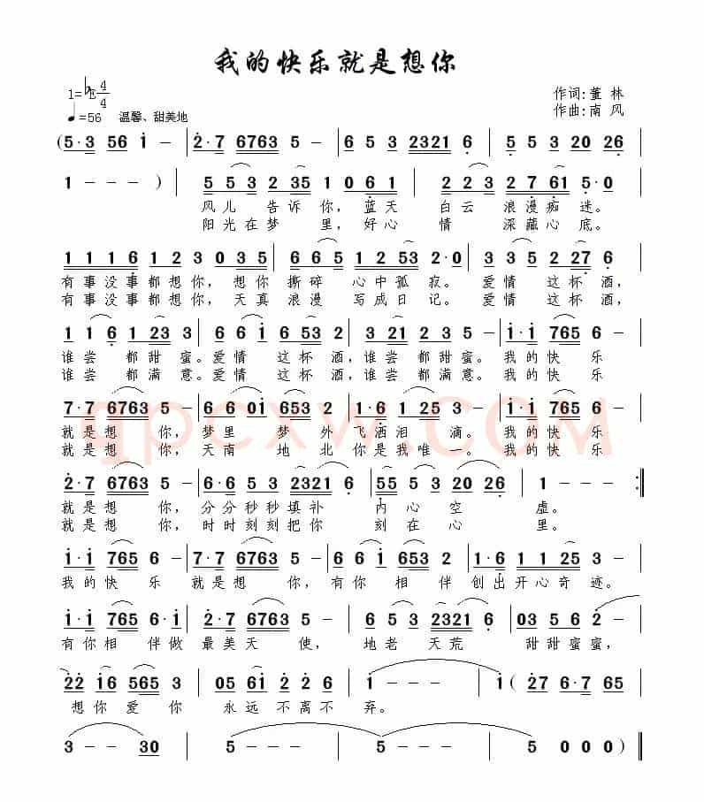 我的快乐就是想你（董林词 南风曲）