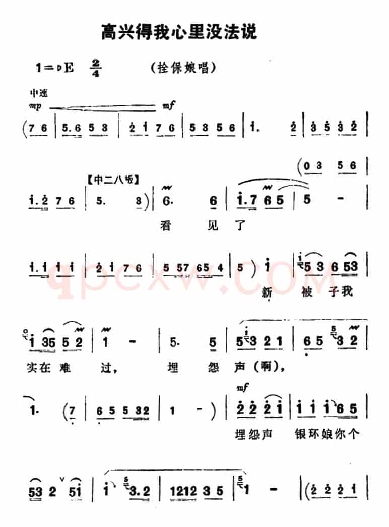 高兴得我心里没法说（《朝阳沟》拴保娘唱段）