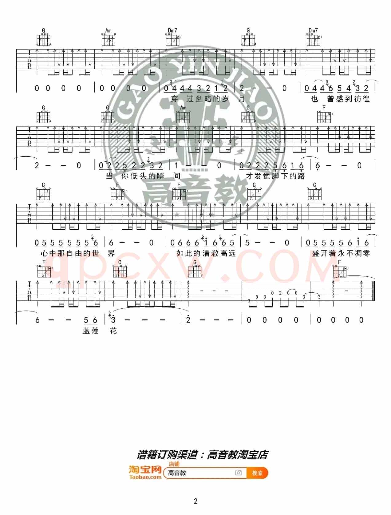 许巍《蓝莲花》吉他谱C调入门版 猴哥吉他教学 高音教编配