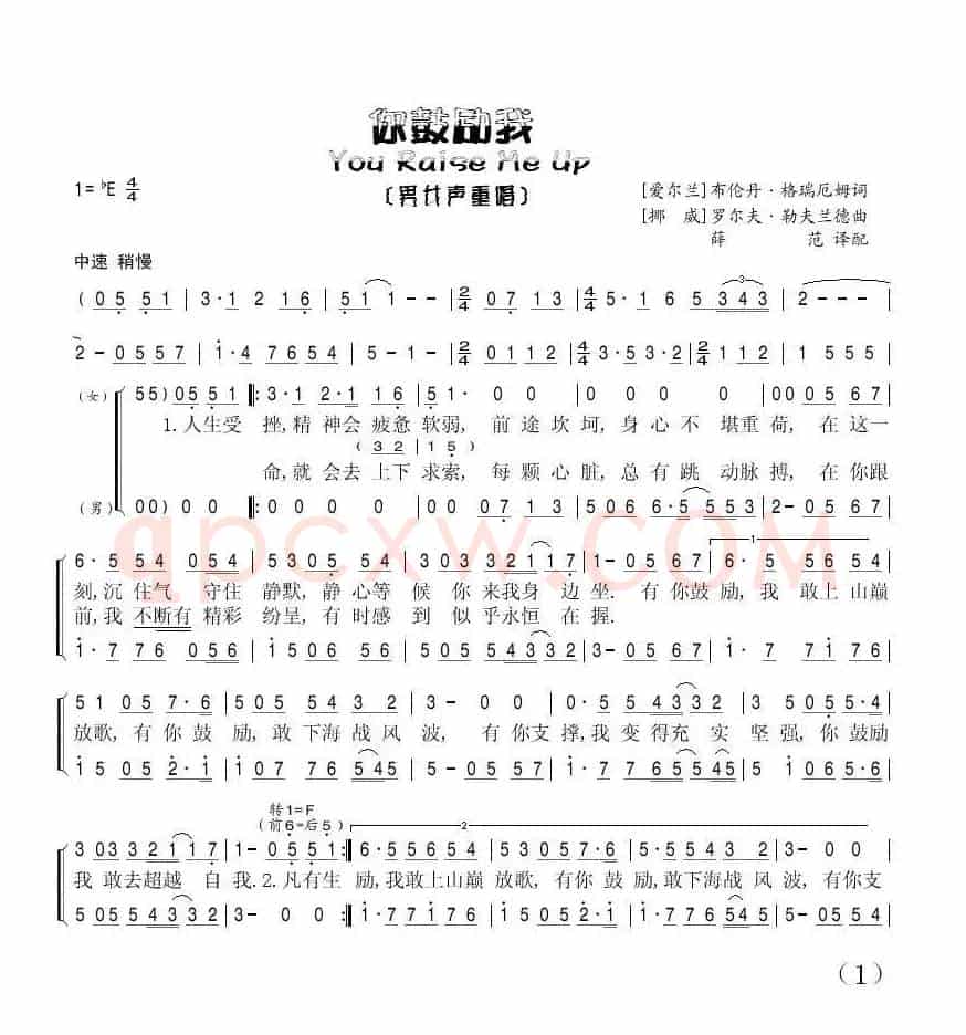 [英]你鼓励我（男女声重唱版)