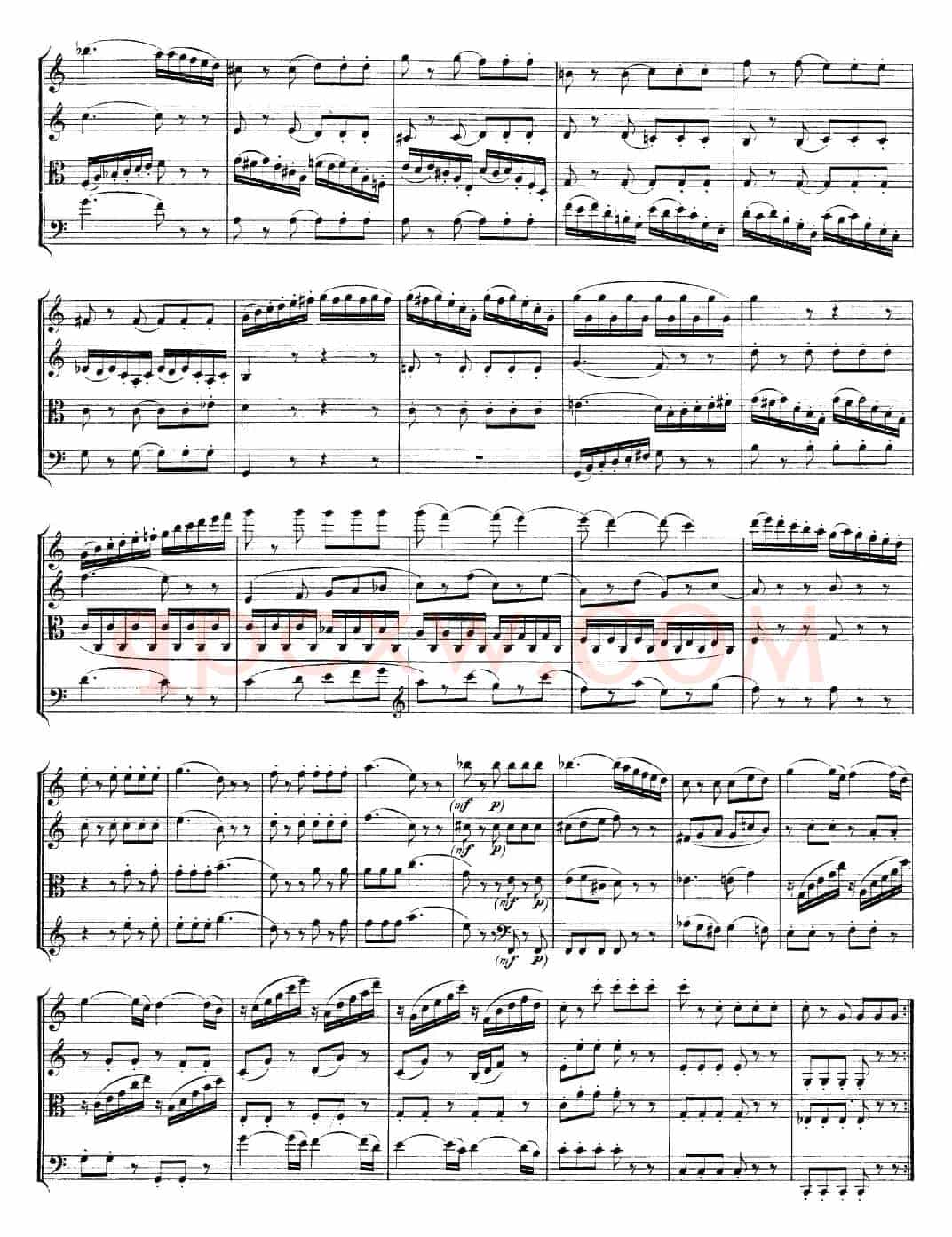 Mozart《Quartet No.23 in F Major，K.590》（总谱）