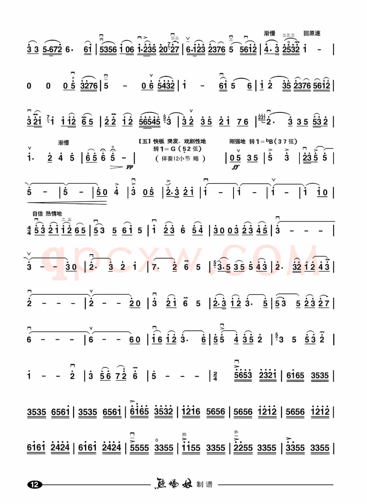 红梅随想曲（二胡谱）