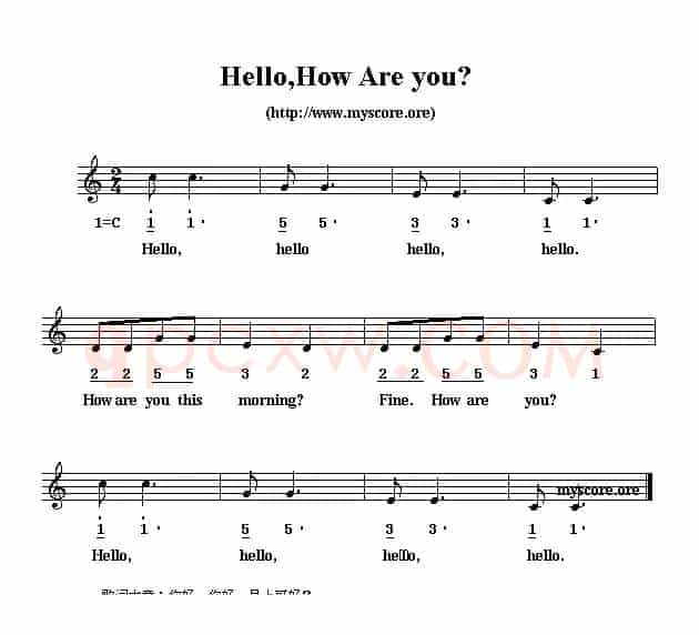 Hello，How are you？（问候歌）