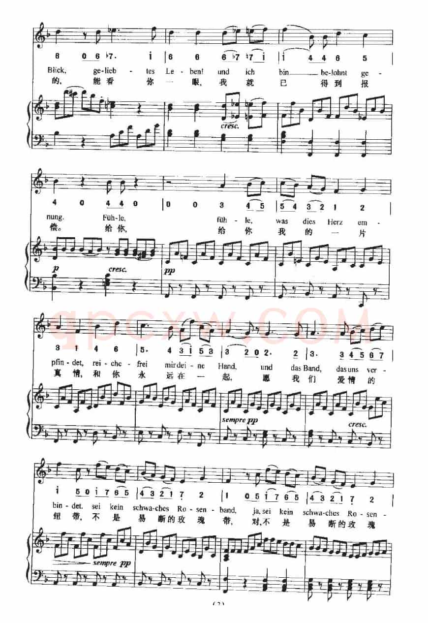 Mit einem gemalten Band（一条彩色的飘带）（中外文对照、正谱+简谱）