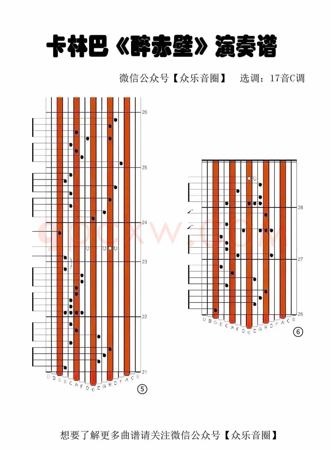 醉赤壁（拇指琴卡林巴琴专用谱）