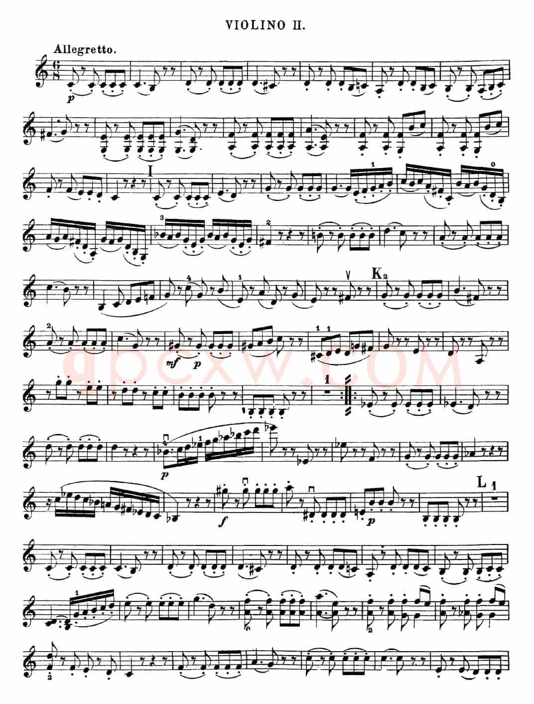 Mozart《Quartet No.23 in F Major,K.590》(Violin 2分谱)