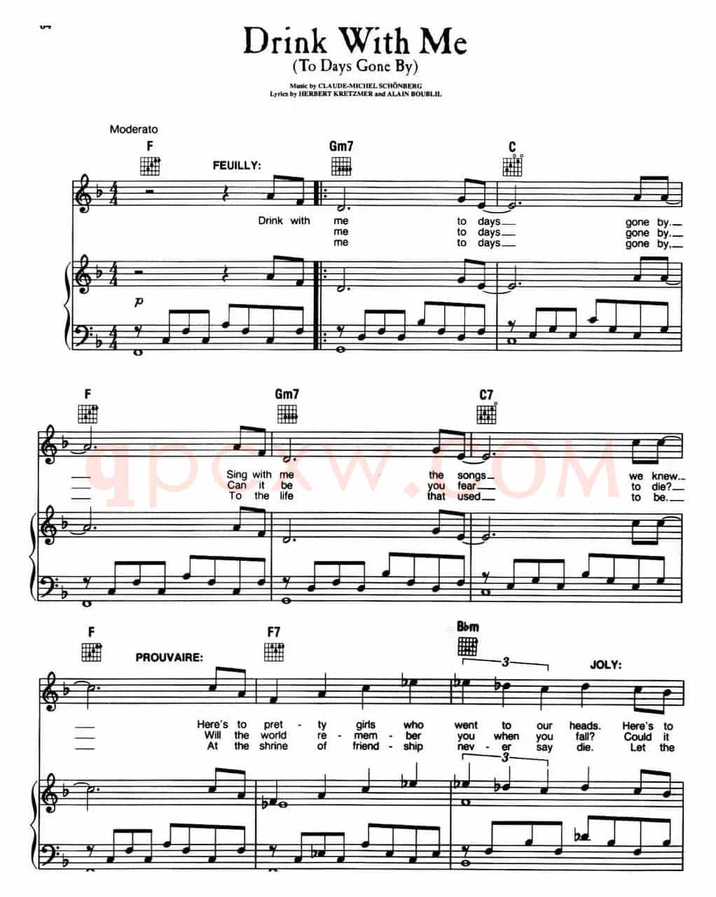 Drink With Me(To Days Gone By)(音乐剧《悲惨世界》(Les Miserables)选曲、正谱 )