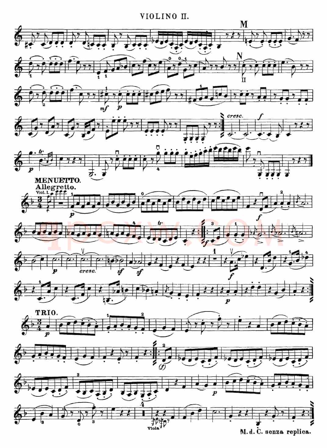 Mozart《Quartet No.23 in F Major,K.590》(Violin 2分谱)