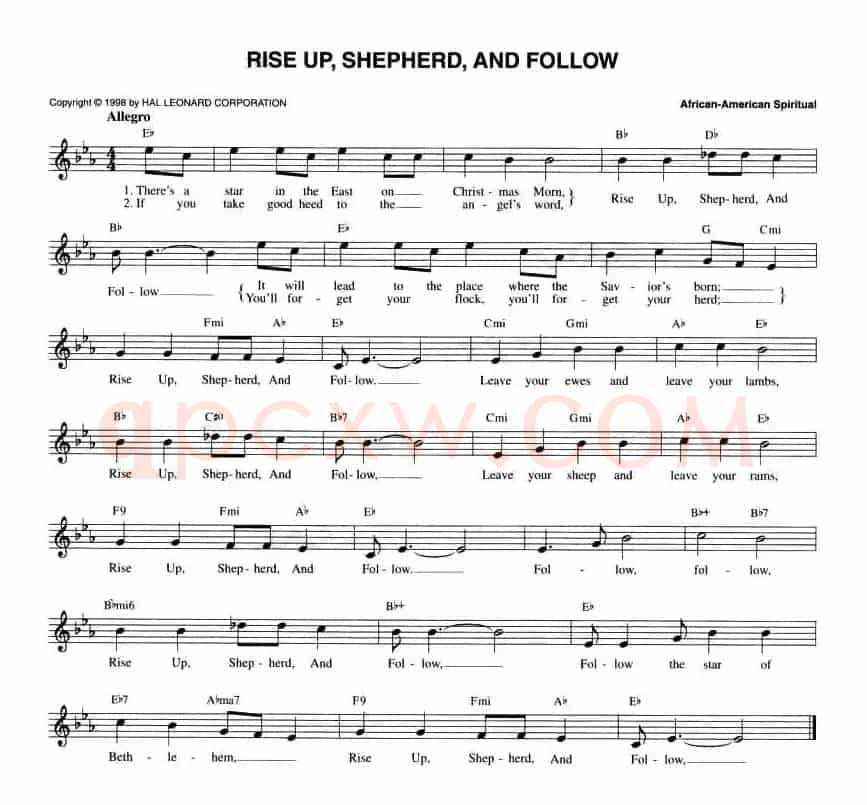 RISE UP' SHEPHERD, AND FOLLOW（五线谱）