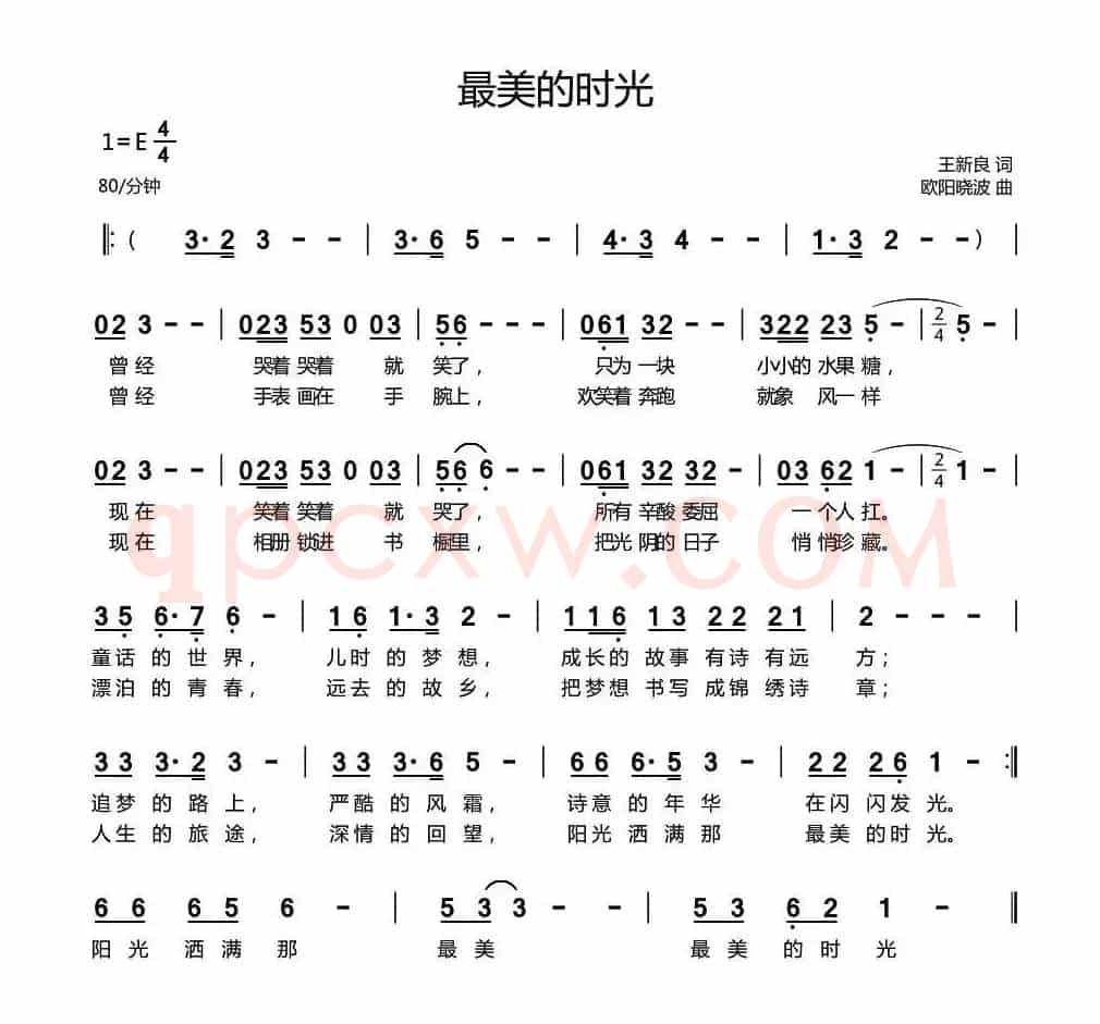 最美的时光(王新良词 欧阳晓波曲)