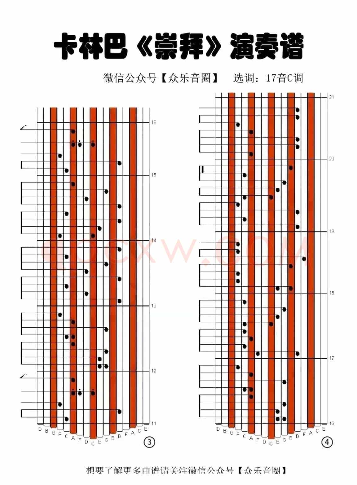 崇拜（拇指琴卡林巴琴专用谱）
