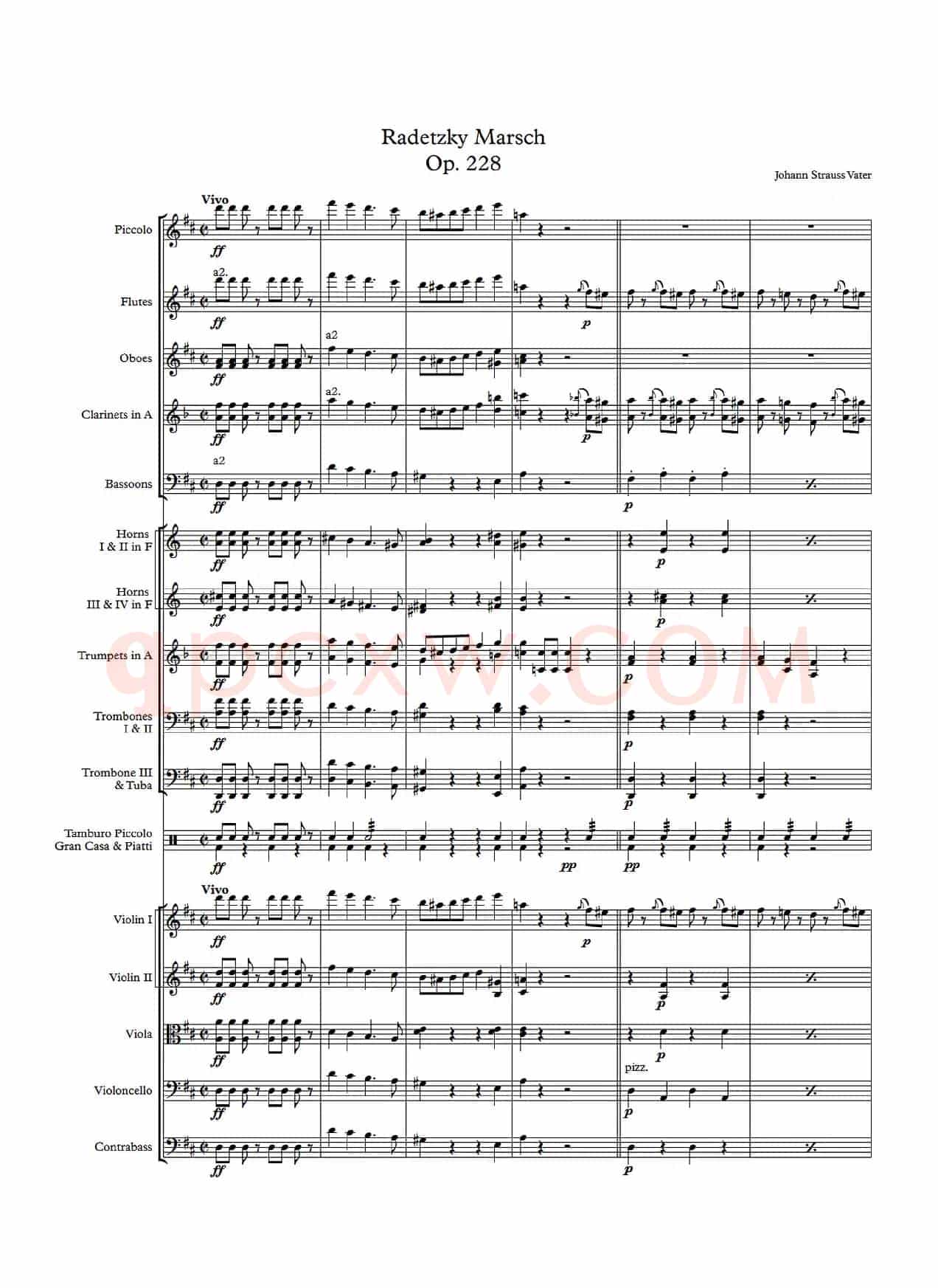 《拉德斯基进行曲》总谱（配器：Leopold Weninger）