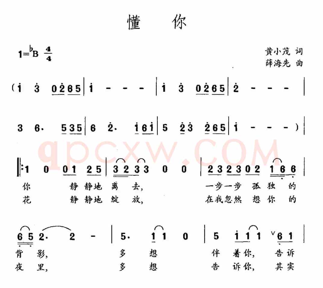 懂你（黄小茂词 薛海先曲）