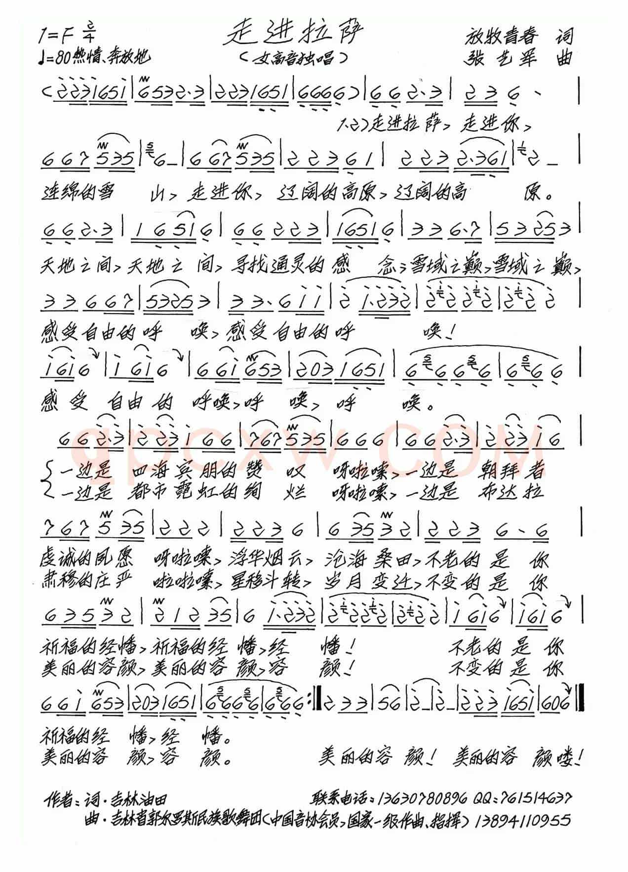 走进拉萨（放牧青春词 张艺军曲）