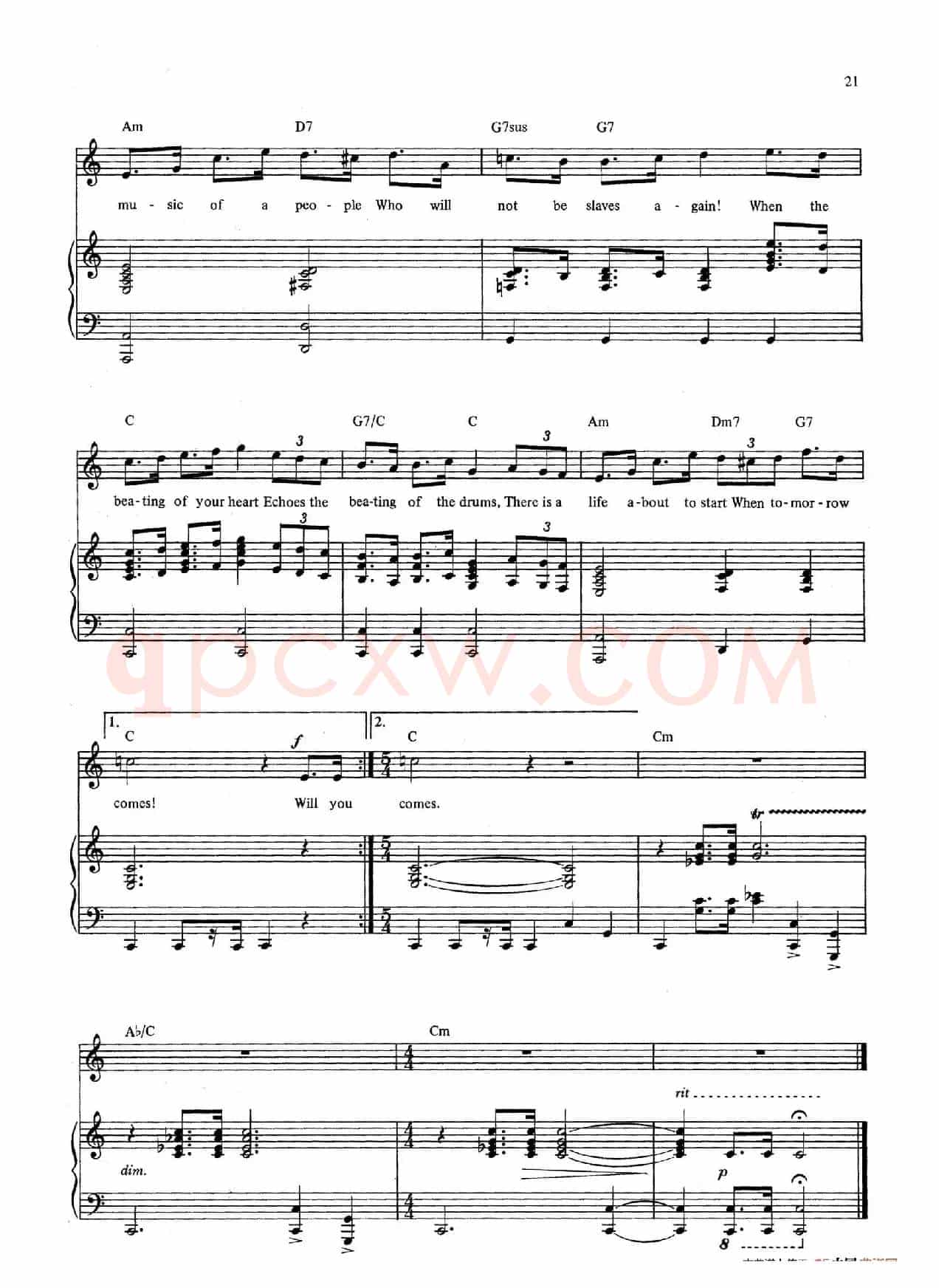 Do You Hear the People Sing? (音乐剧《悲惨世界》(Les Miserables)选曲、正谱 )