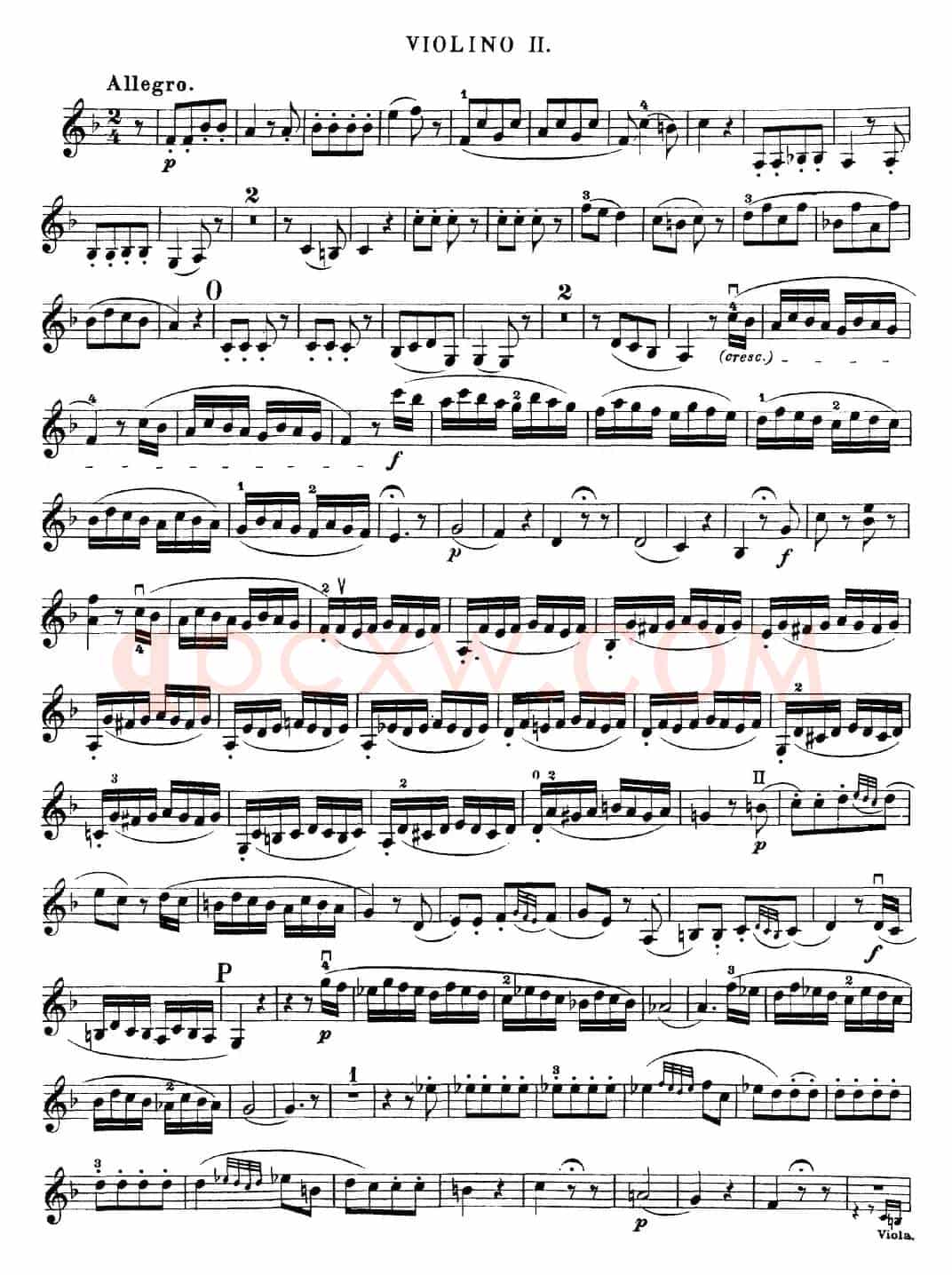 Mozart《Quartet No.23 in F Major,K.590》(Violin 2分谱)