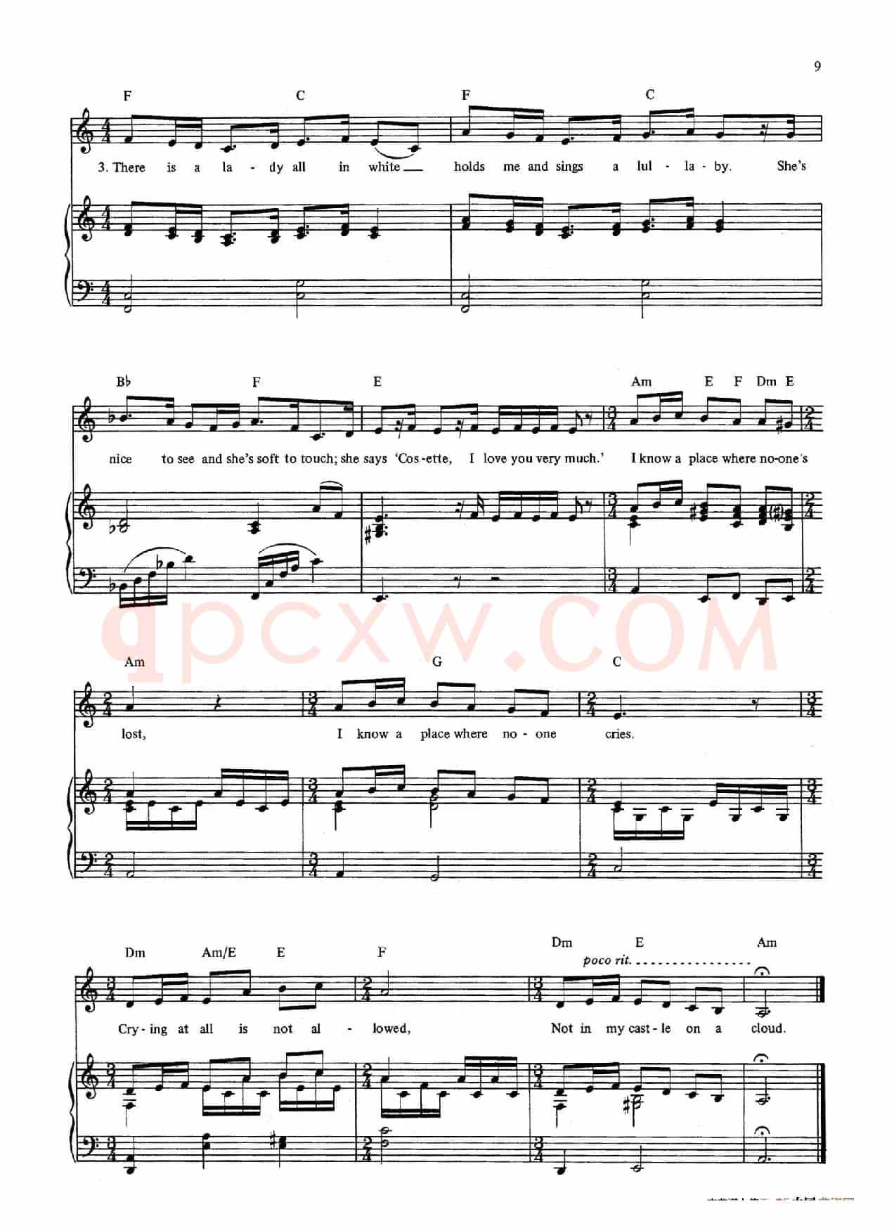 Castle on a Cloud (音乐剧《悲惨世界》(Les Miserables)选曲、正谱 )