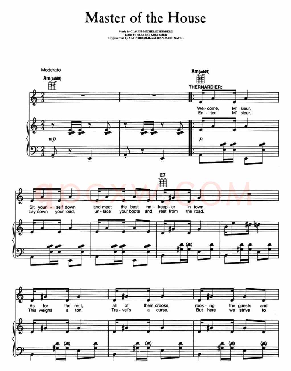 Master of the House (音乐剧《悲惨世界》(Les Miserables)选曲、正谱 )