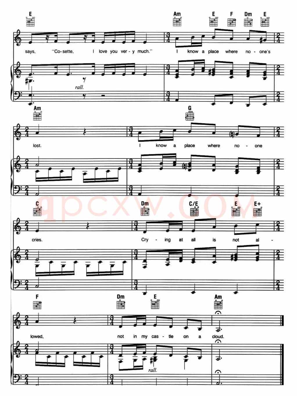 Castle on a Cloud (音乐剧《悲惨世界》(Les Miserables)选曲、正谱 )