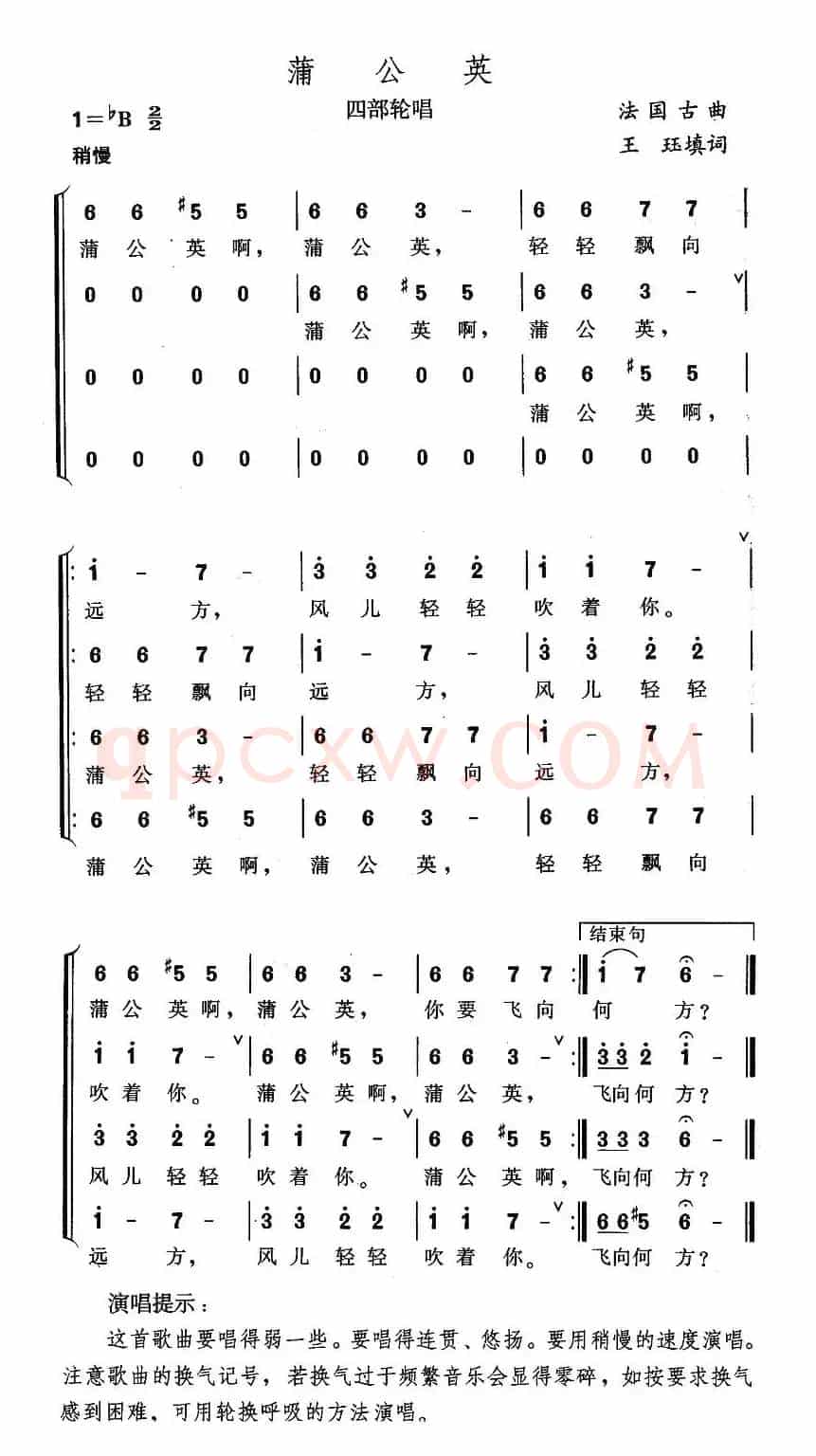 蒲公英（四部轮唱）