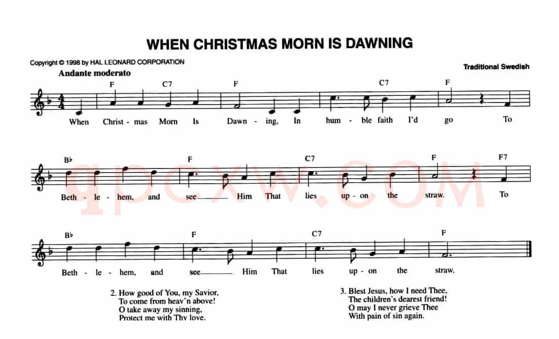 WHEN CRISTMAS MORN IS DAWNING