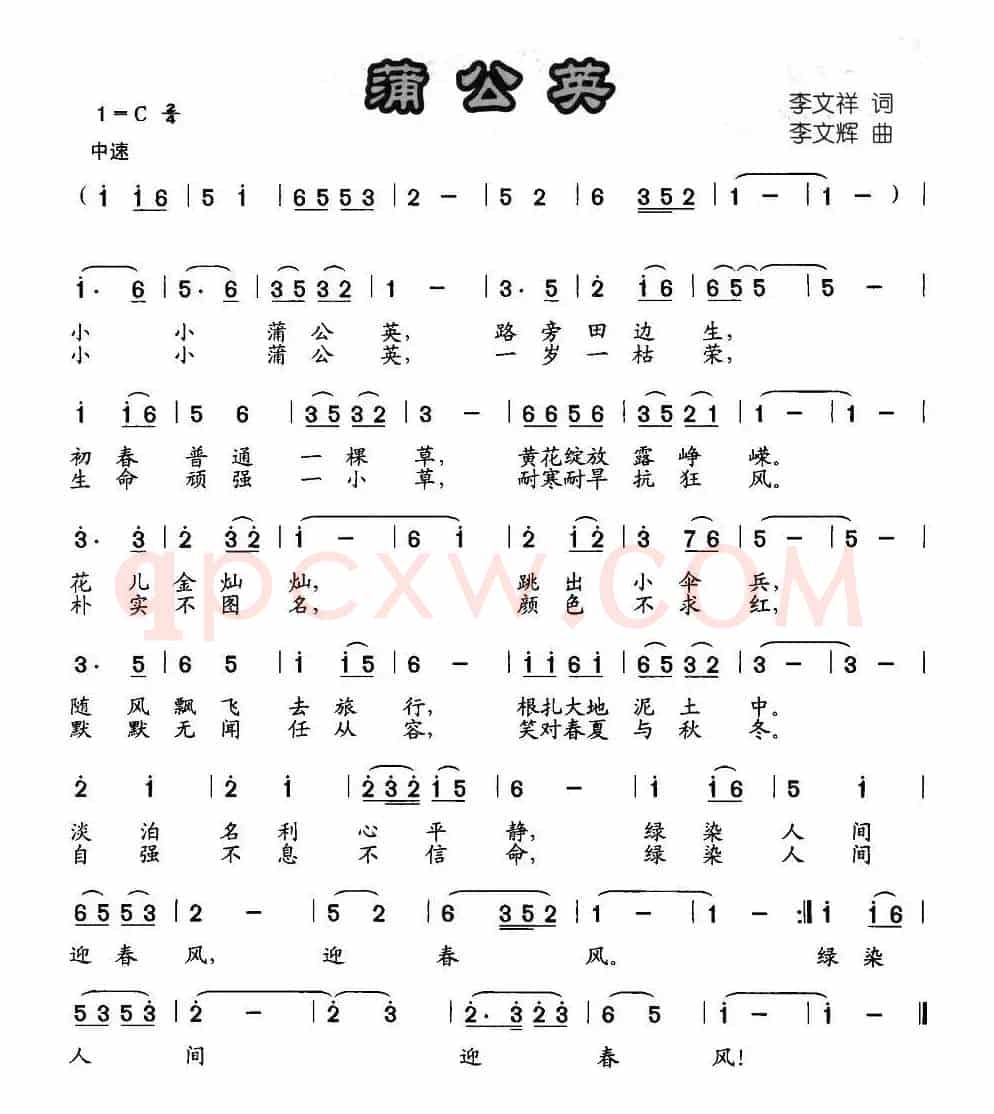 蒲公英（李文祥词 李文辉曲）