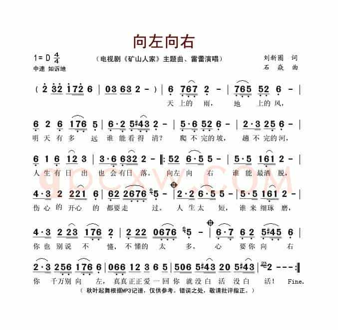 向左向右(电视连续剧《矿山人家》主题歌)