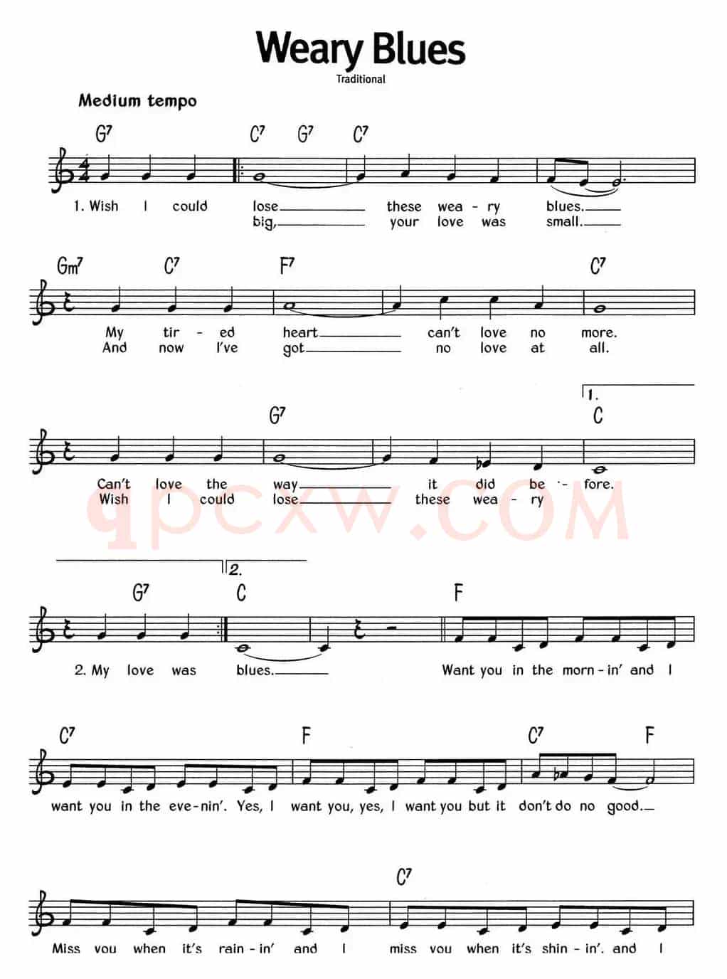 蓝调音乐：Weary Blues