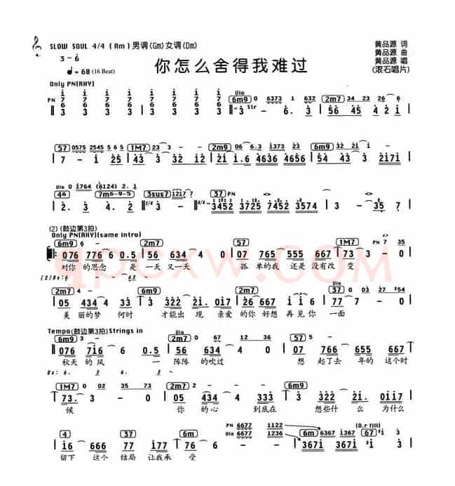 你怎么舍得我难过（编配乐谱）