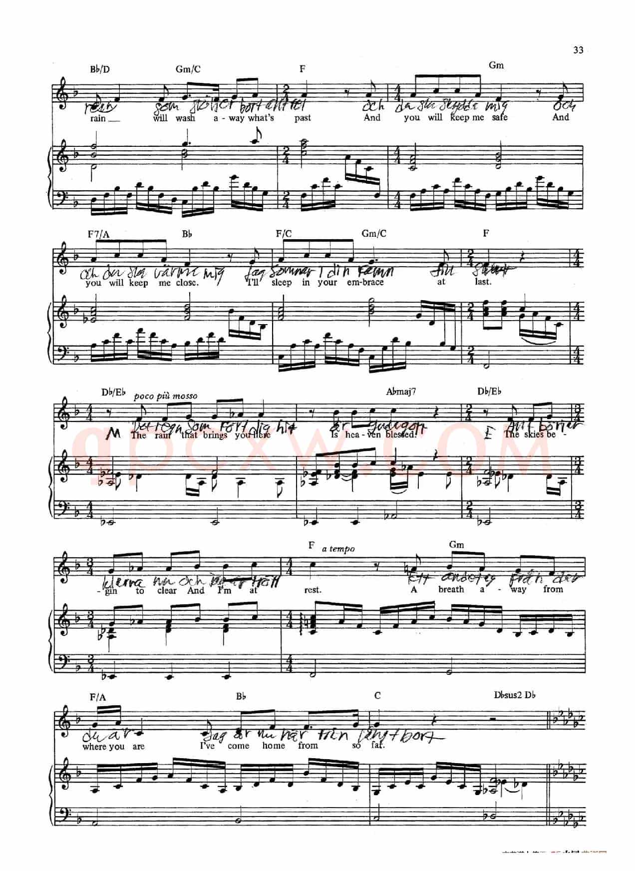 A Little Fall of Rain(音乐剧《悲惨世界》(Les Miserables)选曲、正谱 )