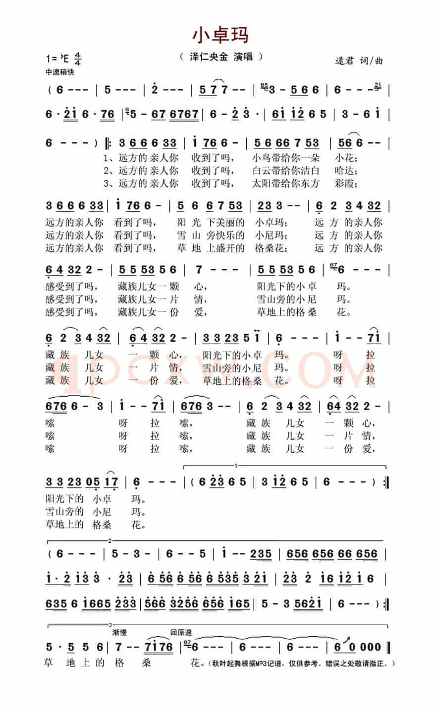小卓玛(逯君 词曲)