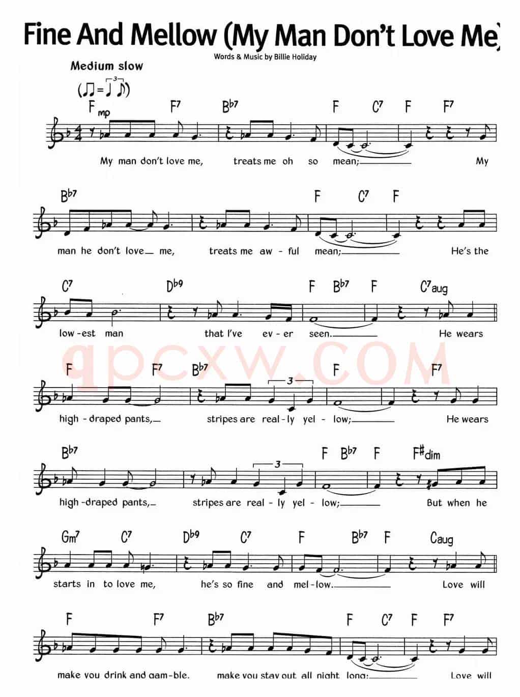 蓝调音乐：Fine And Mellow（My Man Don't Love Me）