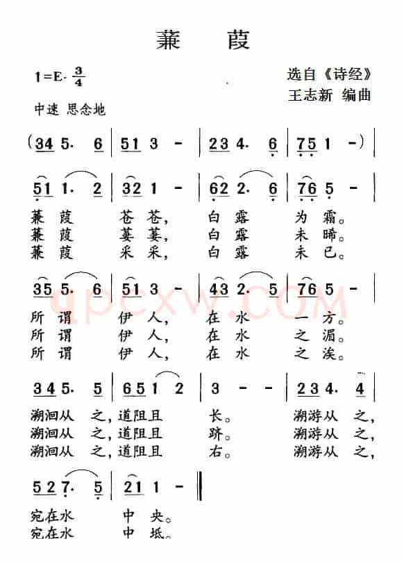 古诗词今唱：蒹葭