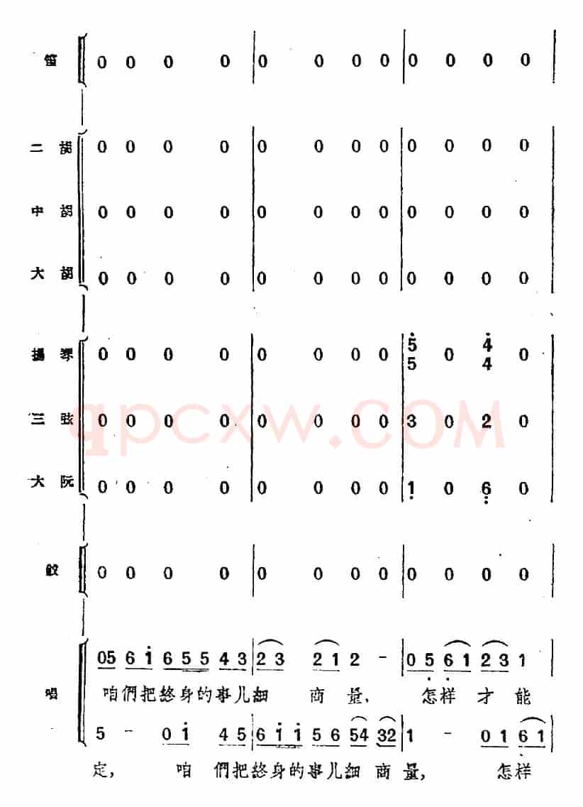 歌剧《小二黑结婚》第二十三曲 怎不见你在这崖畔上（民乐合奏总谱）